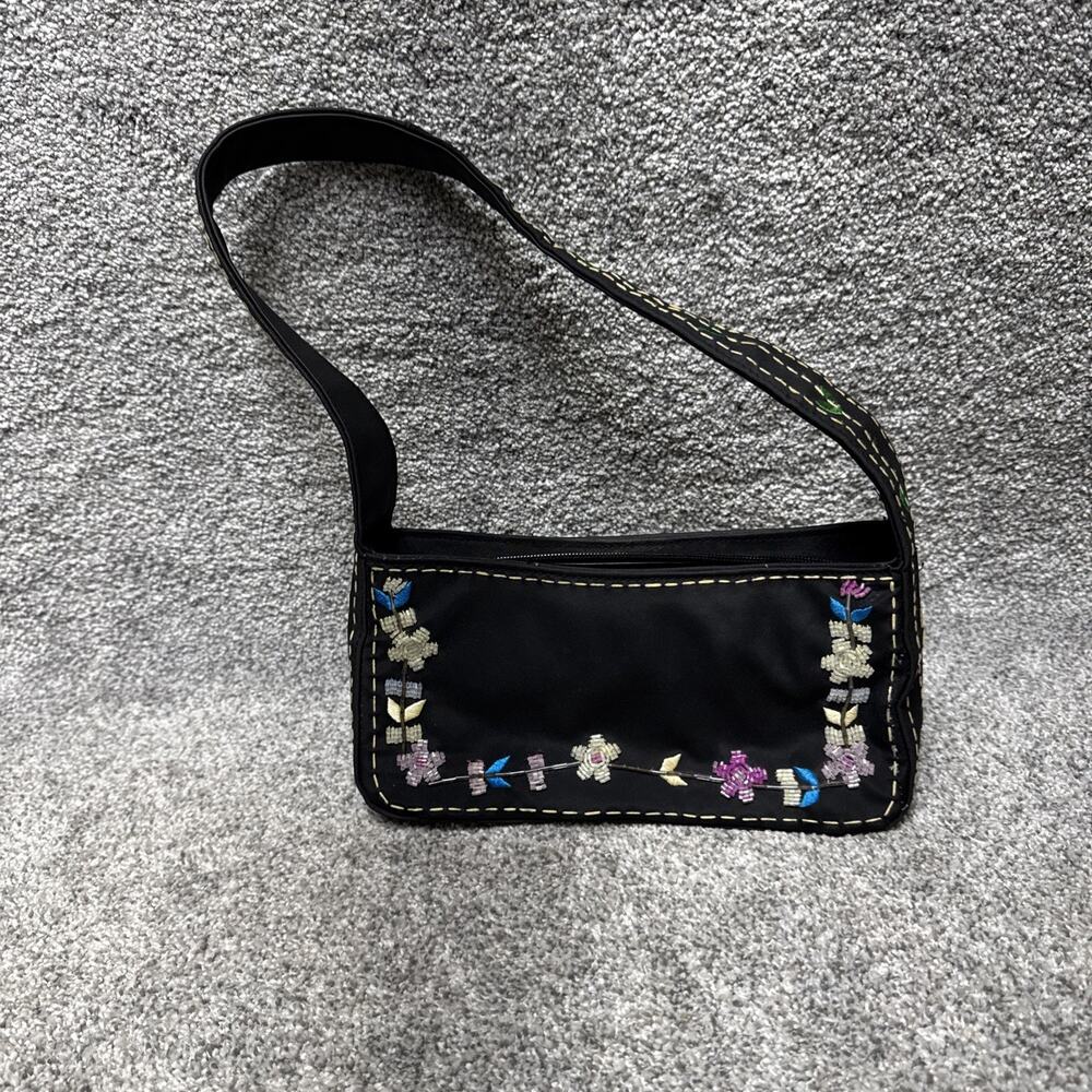 Vintage 90s Y2K Purse Embroidered Beaded Floral Boho Cottagecore Fairy Grunge